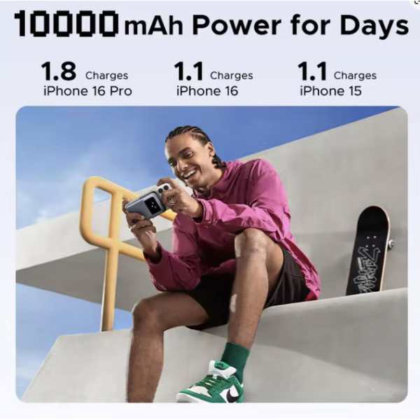 Магнітний павербанк UGREEN Uno Qi2 10000mAh 20W Black/Purple