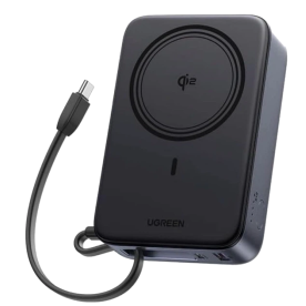 Магнітний павербанк UGREEN MagSafe 20000mAh Qi2 30W (Magnetic Wireless 15W, Built-in USB-C Cable, Black)