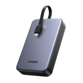 Повербанк Ugreen PB505 20000mAh 20W з USB-A | USB-C портами та вбудованим кабелем, Сірий