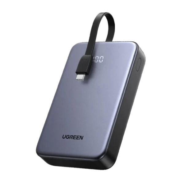 Повербанк Ugreen PB505 20000mAh 20W з USB-A | USB-C портами та вбудованим кабелем, Сірий