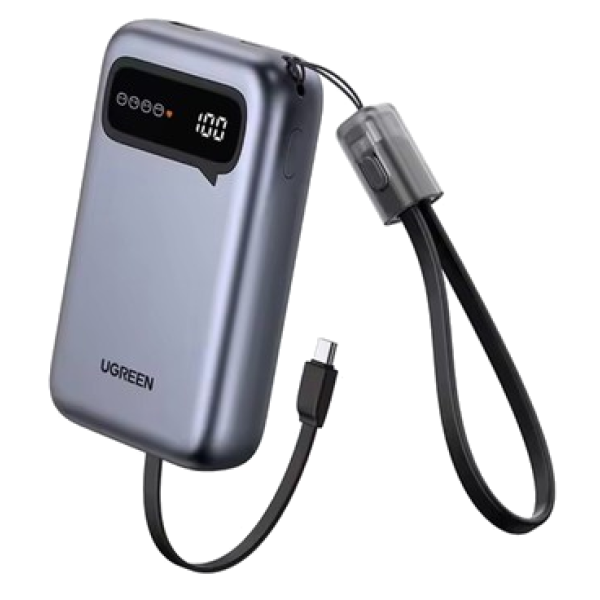 Павербанк Ugreen PB525 Power Bank 20000mAh 22.5W з вбудованим кабелем USB-C — Black