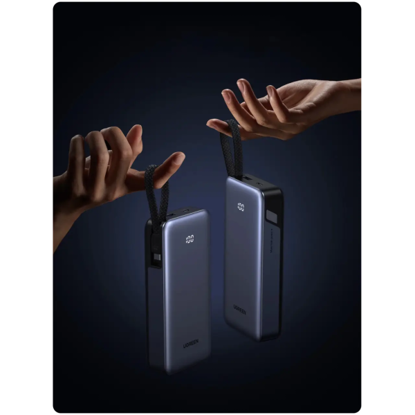 Павербанк UGREEN Nexode PB536 20000mAh 45W з вбудованим USB-C кабелем та дисплеєм