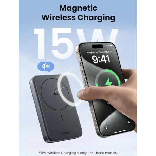 Магнітний павербанк UGREEN 10000 mAh Qi2 15W + 30W USB-C Fast Charge