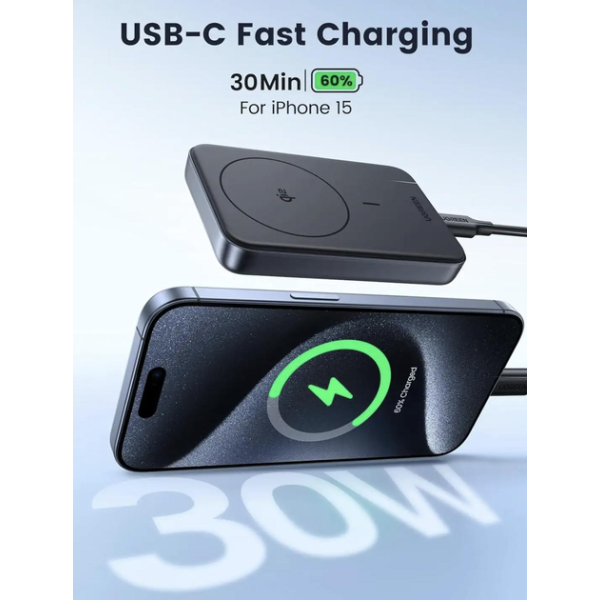 Магнітний павербанк UGREEN 10000 mAh Qi2 15W + 30W USB-C Fast Charge