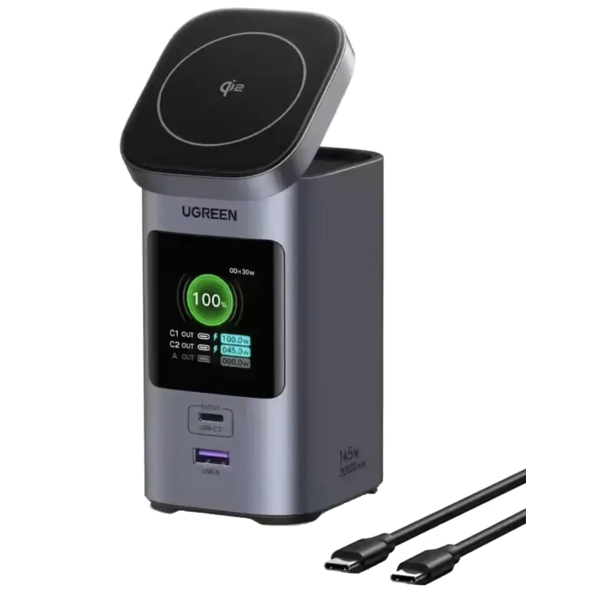 Повербанк UGREEN PB771 20000mAh 145W Qi2 Power Bank (Gray)