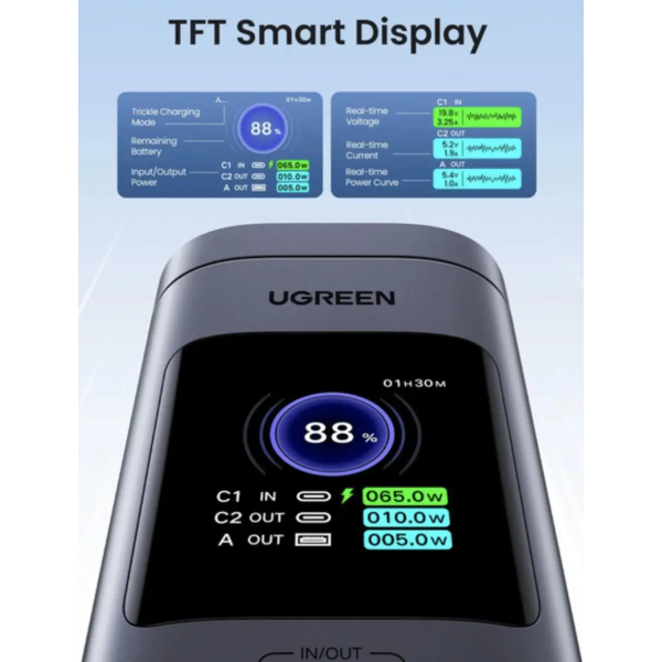 Повербанк UGREEN PB771 20000mAh 145W Qi2 Power Bank (Gray)
