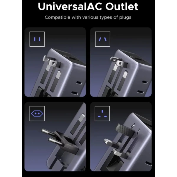 Дорожный адаптер UGREEN GaN 45W Travel Adapter 2×USB-C + 2×USB-A для более чем 150 стран мира