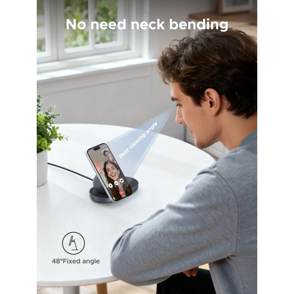 Бездротовий зарядний пристрій UGREEN MagFlow Qi2 15W 2-in-1 Magnetic Wireless Charger Stand (iPhone + AirPods, Black)