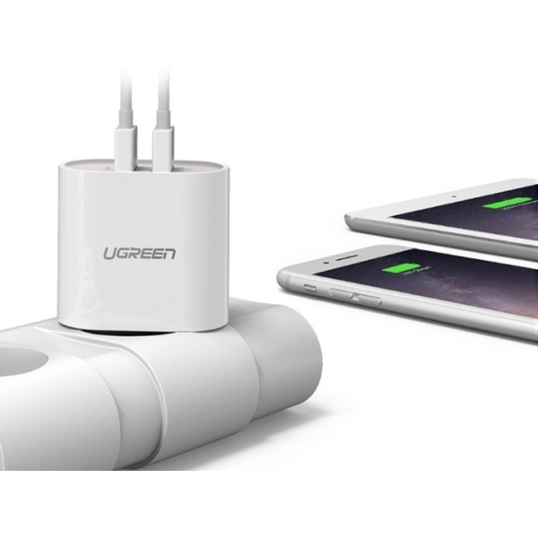 Мережевий зарядний пристрій Ugreen CD104 17Вт 2xUSB-A (3.4A), White