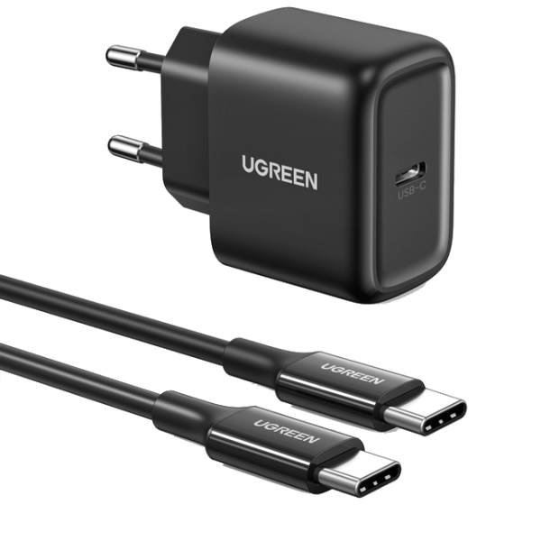 Мережевий зарядний пристрій UGREEN CD250 25W USB-C PD Charger з кабелем USB-C to USB-C 2м