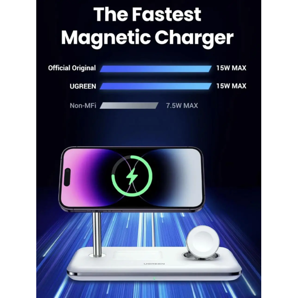 Бездротовий зарядний пристрій UGREEN CD278 3-in-1 MagSafe Wireless Charging Station 25W