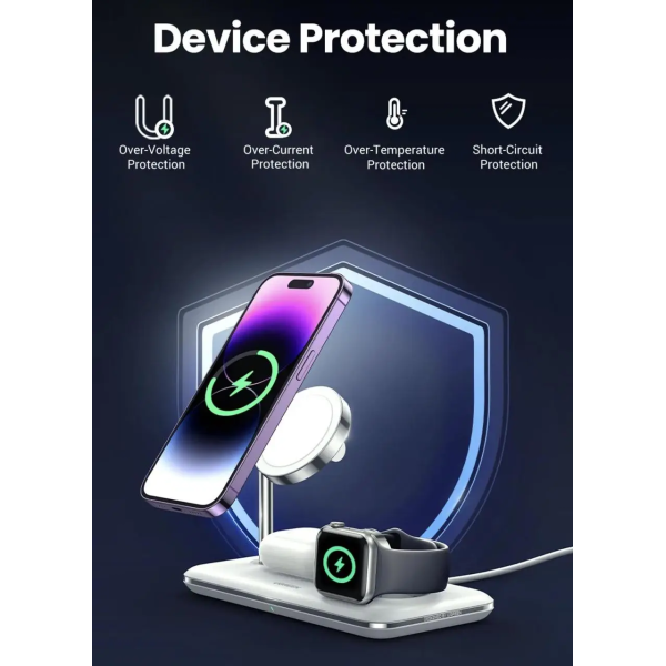Бездротовий зарядний пристрій UGREEN CD278 3-in-1 MagSafe Wireless Charging Station 25W