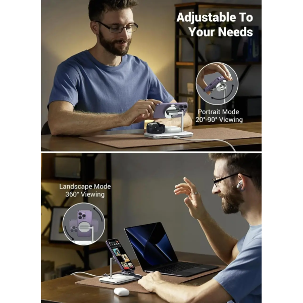 Бездротовий зарядний пристрій UGREEN CD278 3-in-1 MagSafe Wireless Charging Station 25W