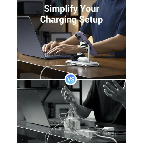 Бездротовий зарядний пристрій UGREEN CD278 3-in-1 MagSafe Wireless Charging Station 25W
