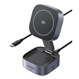 Беспроводное зарядное устройство UGREEN W702 MagFlow 2-in-1 Qi2 25W Magnetic Wireless Charger + USB-C