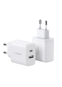 Мережевий зарядний пристрій Ugreen X227 20W PD3.0 QC4.0, 2 порти (USB-A + USB-C), White/Black
