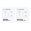 Зарядний пристрій UGREEN X514 GaN Dual 20W (USB-C + USB-A)
