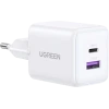 Мережевий зарядний пристрій UGREEN X516 30W 2-Port GaN Fast Charger White/Black
